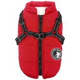 Gyuzh dog coat with harness waterproof outer layer keeps pets dry during walks.