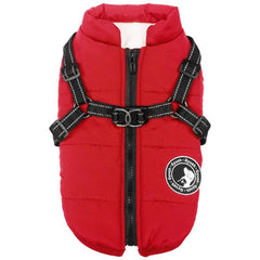 Gyuzh dog coat with harness waterproof outer layer keeps pets dry during walks.