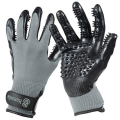 H HANDSON Pet Grooming Gloves front view for gentle brushing on all fur types.
