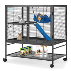 HABUTWAY 40-inch ferret cage exterior view highlights rust-resistant metal and sturdy construction.