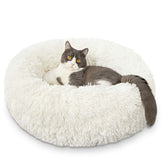HACHIKITTY Calming Donut Cuddler bed close-up fur shows secure, cozy naps.