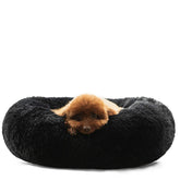 HACHIKITTY Calming Donut Cuddler bed with fluffy fur for secure curling and warm lounging