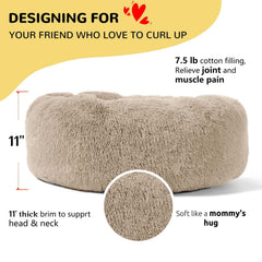 HACHIKITTY Calming Donut Cuddler side view highlights head and neck bolster support.
