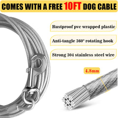 HaiYUAN 10ft dog cable with stainless steel core and rust-resistant coating for outdoor use.