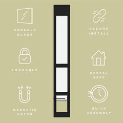 Hakuna Pets frame measurements 14.8W x 77.2–83.5H for sliding doors.