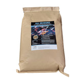 HALF OFF PONDS All Seasons koi food bag closeup showing balanced nutrition for year-round feeding