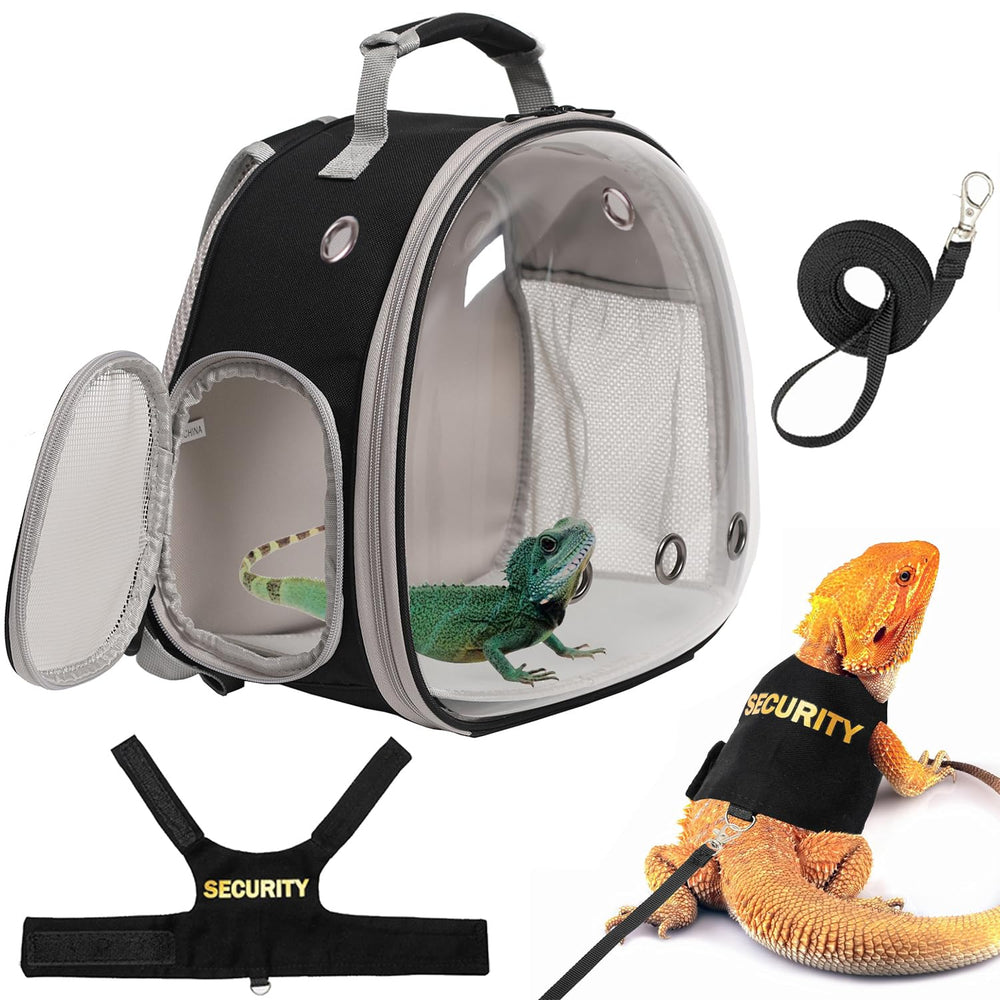 halinfer bearded dragon carrier backpack with bubble window for easy, hands-free travel