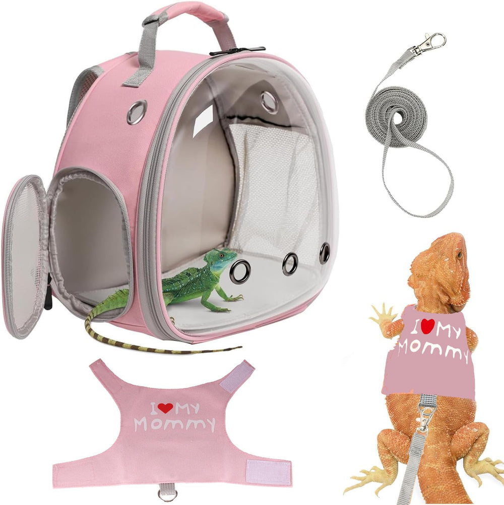 halinfer bearded dragon carrier backpack pink enables hands-free travel with a secure, comfortable fit