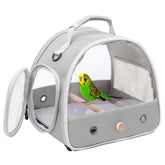 Halinfer Bird Travel Carrier side view with clear panels for easy monitoring