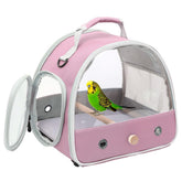 Halinfer Bird Travel Carrier side window for clear travel view.