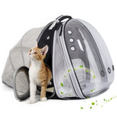 halinfer dual expandable cat backpack front shell view showcasing extra space and visibility.