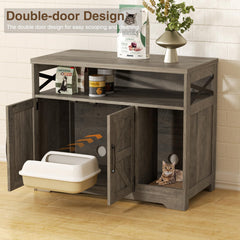 Halitaa cat litter box enclosure with scratch pad promoting claws care and reduced tracking.