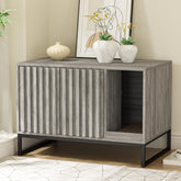 Halitaa litter box enclosure front view with wood-effect finish and privacy
