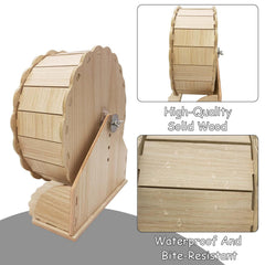 Assembly and base detail demonstrates easy installation for safe, stable hamster workouts.