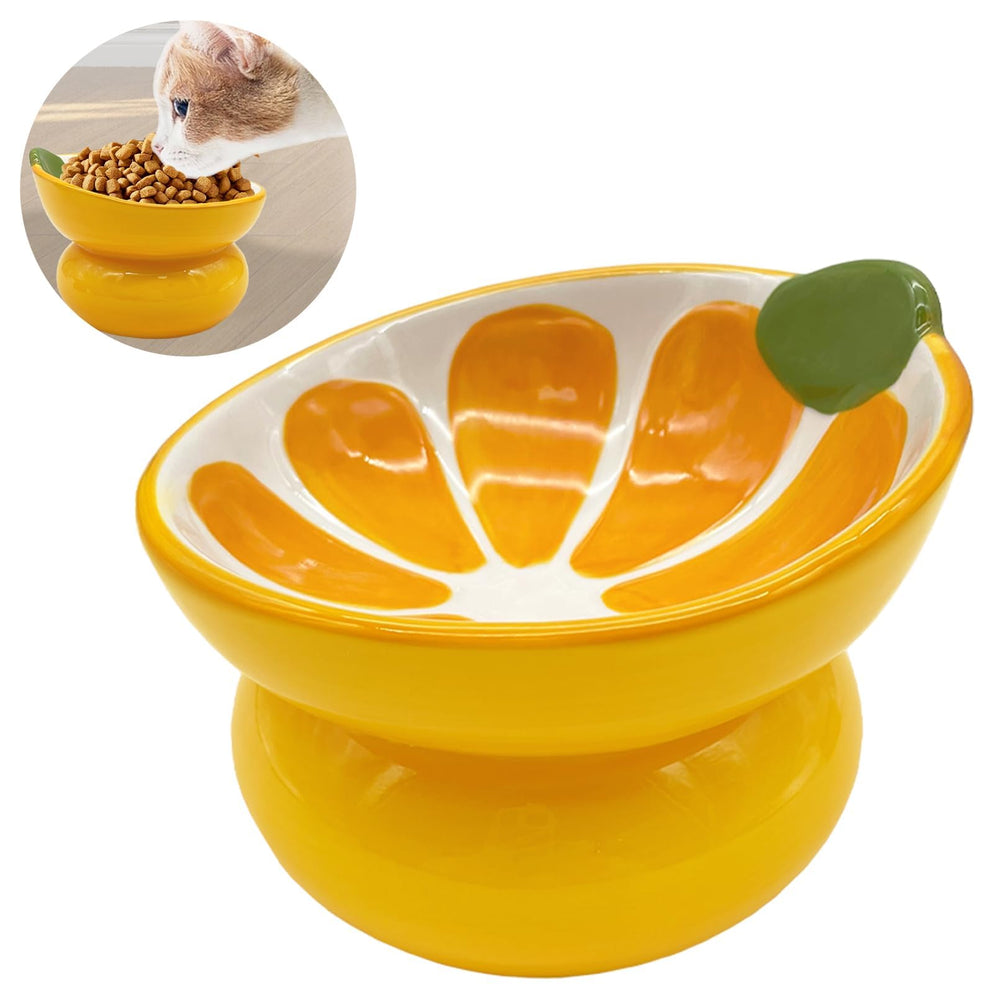 Hamiledyi ceramic raised cat bowls tilted 15 degree to support comfortable dining posture