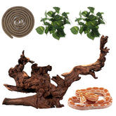 Hamiledyi driftwood branch for aquarium adds natural structure and shelter for reptiles.