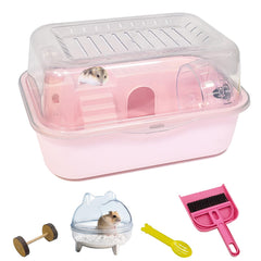Hamiledyi dwarf hamster cage pink top view highlights compact, space-saving design for small habitats