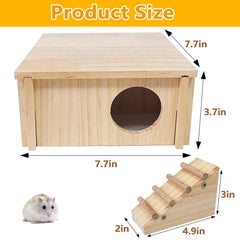 Hamiledyi hamster wooden house interior view highlights the round air hole for ventilation.