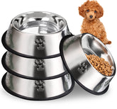 Hamiledyi stainless steel dog bowl 4-pack, front view, durable daily feeding.