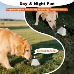 Hanarook interactive dog ball rope attachment sways as it rolls for tug and chase.