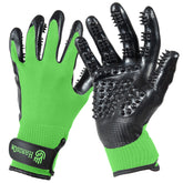 H HANDSON Hands-On Pet Grooming Gloves close-up bristles for gentle brushing across fur types.