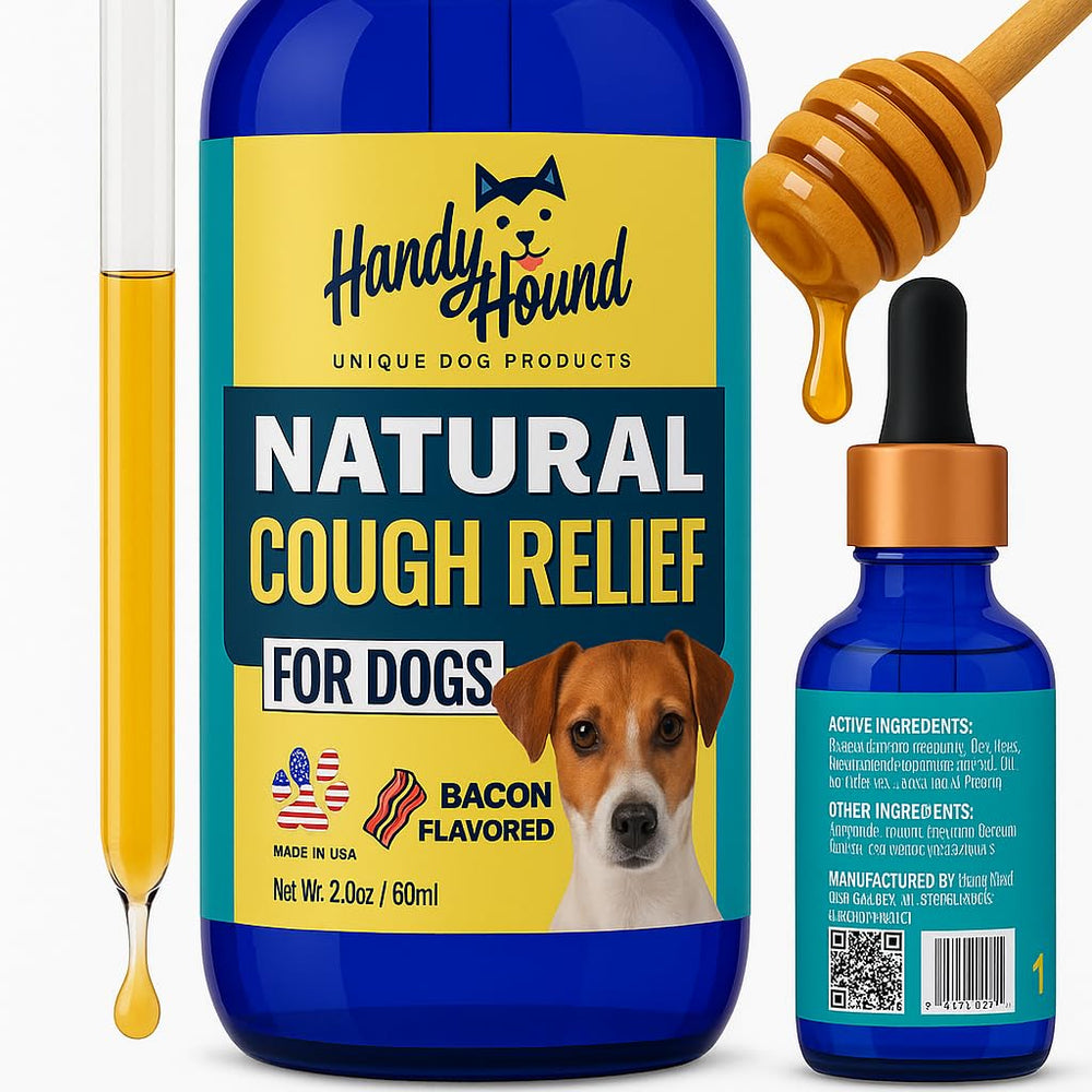 Handy Hound dog cough medicine bottle offers kennel cough relief and comfort.