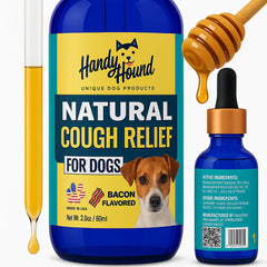 Handy Hound dog cough medicine bottle offers kennel cough relief and comfort.