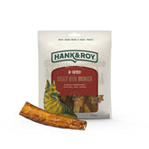Hank and Roy beef rib bones for dogs in a 6-pack wrap, ideal for long-lasting chews.