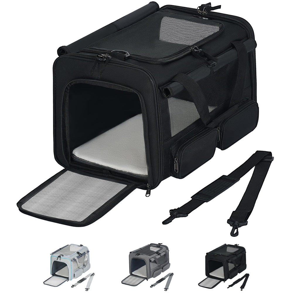 Hannadepot cat-dog carrier soft-sided folded for easy storage and travel convenience.