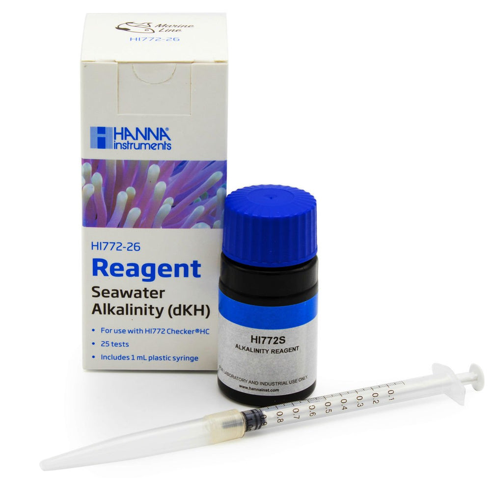 Hanna Instruments HI772-26 reagent bottle label shows expiration and lot traceability for reliable testing