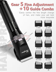 Hansprou guard combs length options enable quick size adjustments.