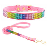 Haoyueer pink collar bling sparkle with crystal rhinestones.
