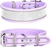 haoyueer Rhinestone dog collar closeup crystal buckle enhances pet style and sparkle.