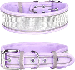haoyueer Rhinestone dog collar closeup crystal buckle enhances pet style and sparkle.