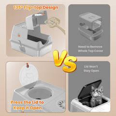 HAPAW enclosed metal litter box with smooth surface cleans easily.