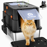 HAPAW stainless steel litter box lid view highlighting easy maintenance.