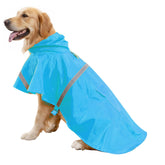 HAPEE dog raincoat hood in lake blue shields head from rain for comfortable walks.