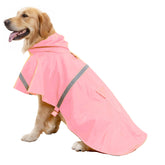 HAPEE dog raincoat hood pink back view shows secure hood for rain protection