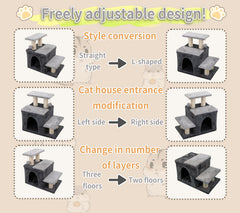 Hapineko cat condo bed includes soft cushion for cozy resting.