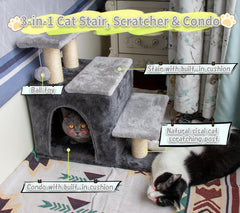 Hapineko cushioned stairs provide safe climbing for senior pets.