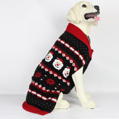 HAPEE Christmas dog sweater P04 red-black knit closeup for texture