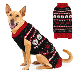 HAPEE Christmas dog sweater P04 red-black front view for cozy holiday photos