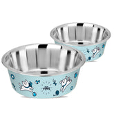 Happinesque pale turquoise playtime print outer coat bowl for stylish, safe mealtimes.