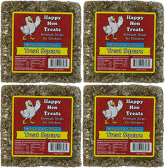 Happy Hen Treats mealworm and sunflower treat square—protein-rich reward for healthy flock feeding.