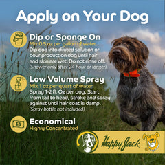 Happy Jack indoor-outdoor-spray suitable for dogs 12 weeks and older.