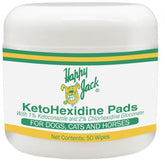 HAPPY JACK KetoHexidine pet wipes on dog's face for gentle cleansing and facial care