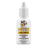 Happy Jack Mitex ear mite treatment bottle showing at-home use