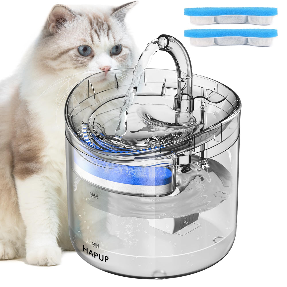 HAPUP cat fountain full view showing sleek 1.8L design for indoors