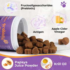 HAPWAG dog probiotics bottle pour shows convenient chew-friendly format for daily gut support.