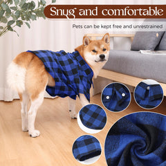Harbyel dog plaid shirt snap-on design, easy to put on and off during walks.